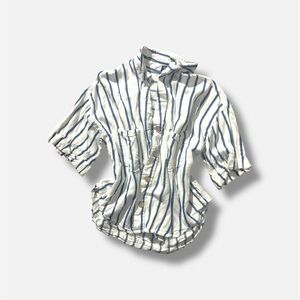 Velvet Heart Striped Button-Down Shirt | White & Blue | Size S